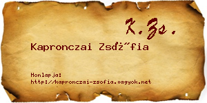 Kapronczai Zsófia névjegykártya