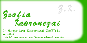 zsofia kapronczai business card